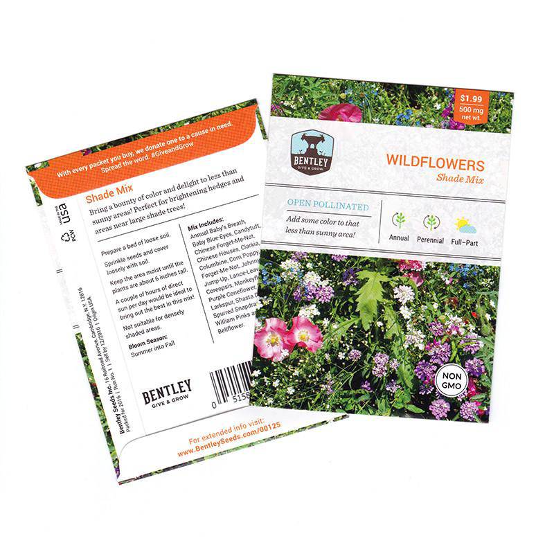 Shady Wildflower Mix seed packet
