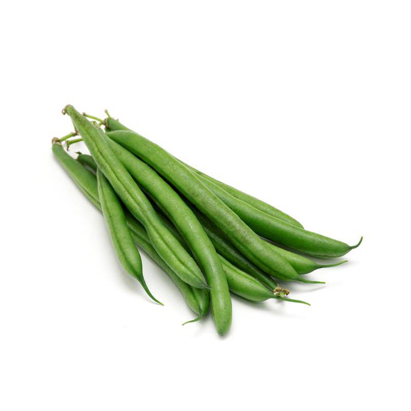 Green beans on a white background.