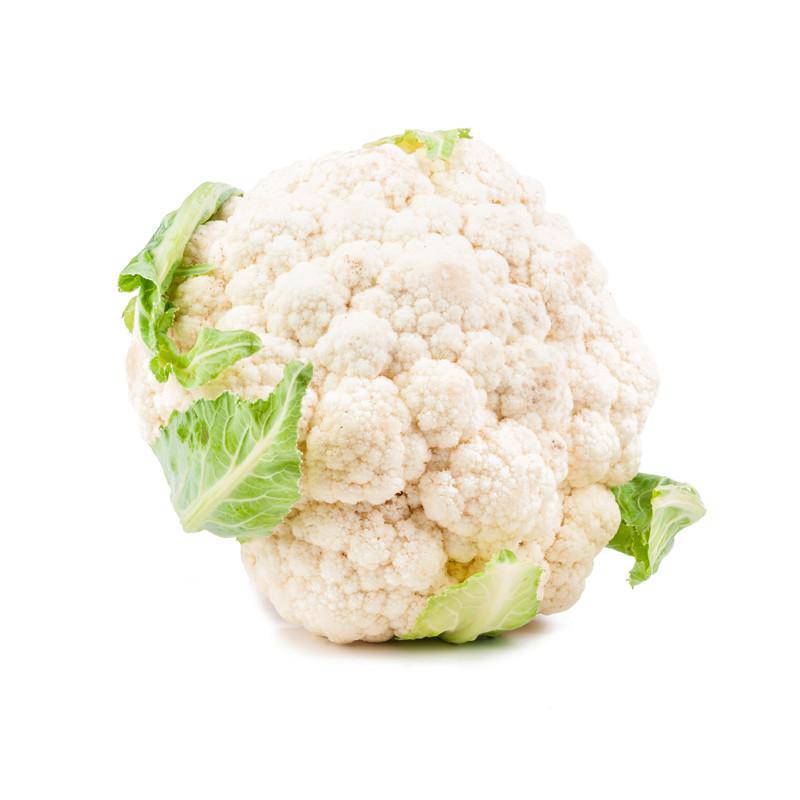 Head of cauliflower on a white background.