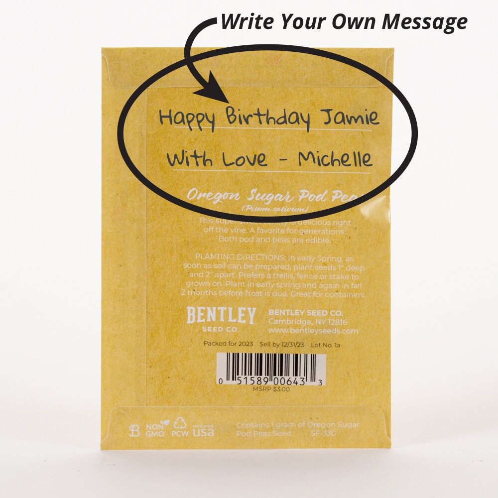 Hap-Pea Birthday seed packet