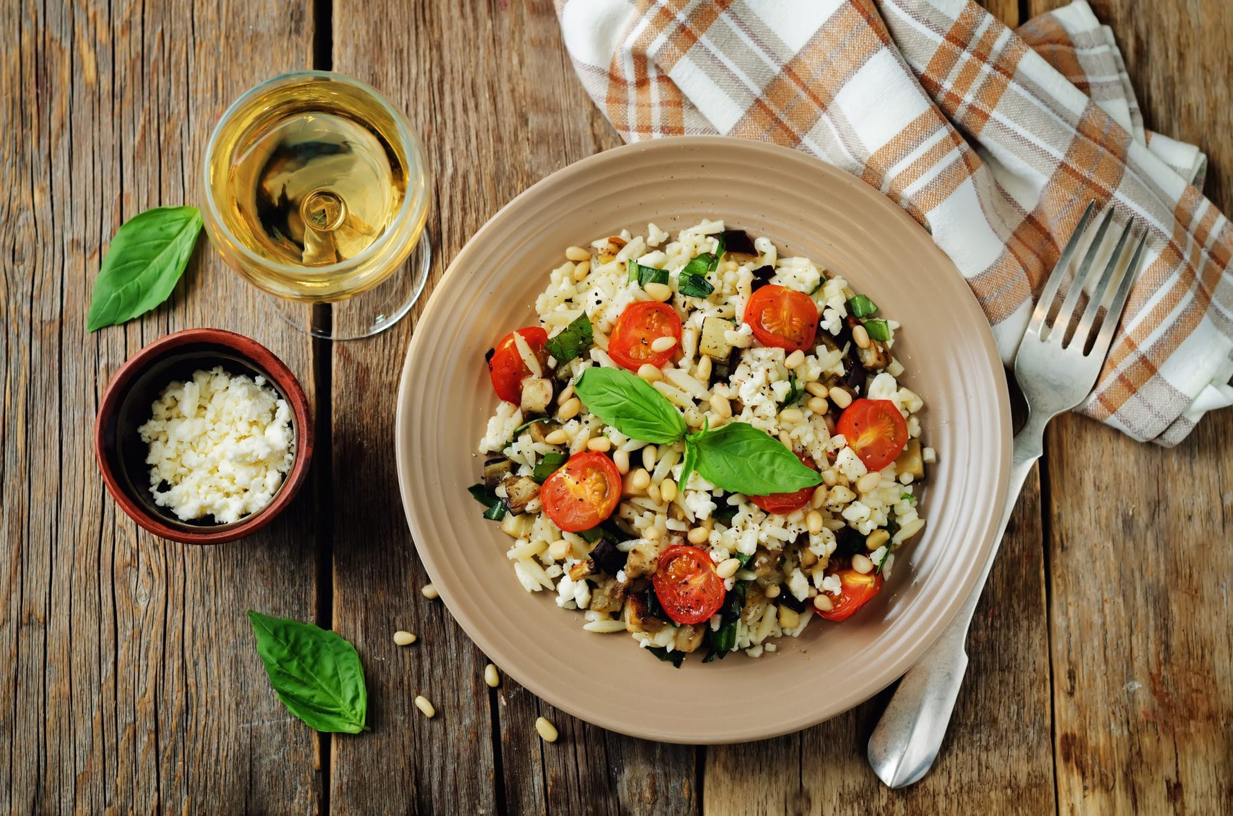 Roasted Veggie Greek Orzo Salad