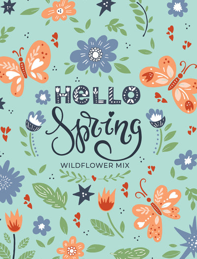 Hello Spring Blue Background garden seeds