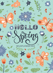Hello Spring Blue Background garden seeds