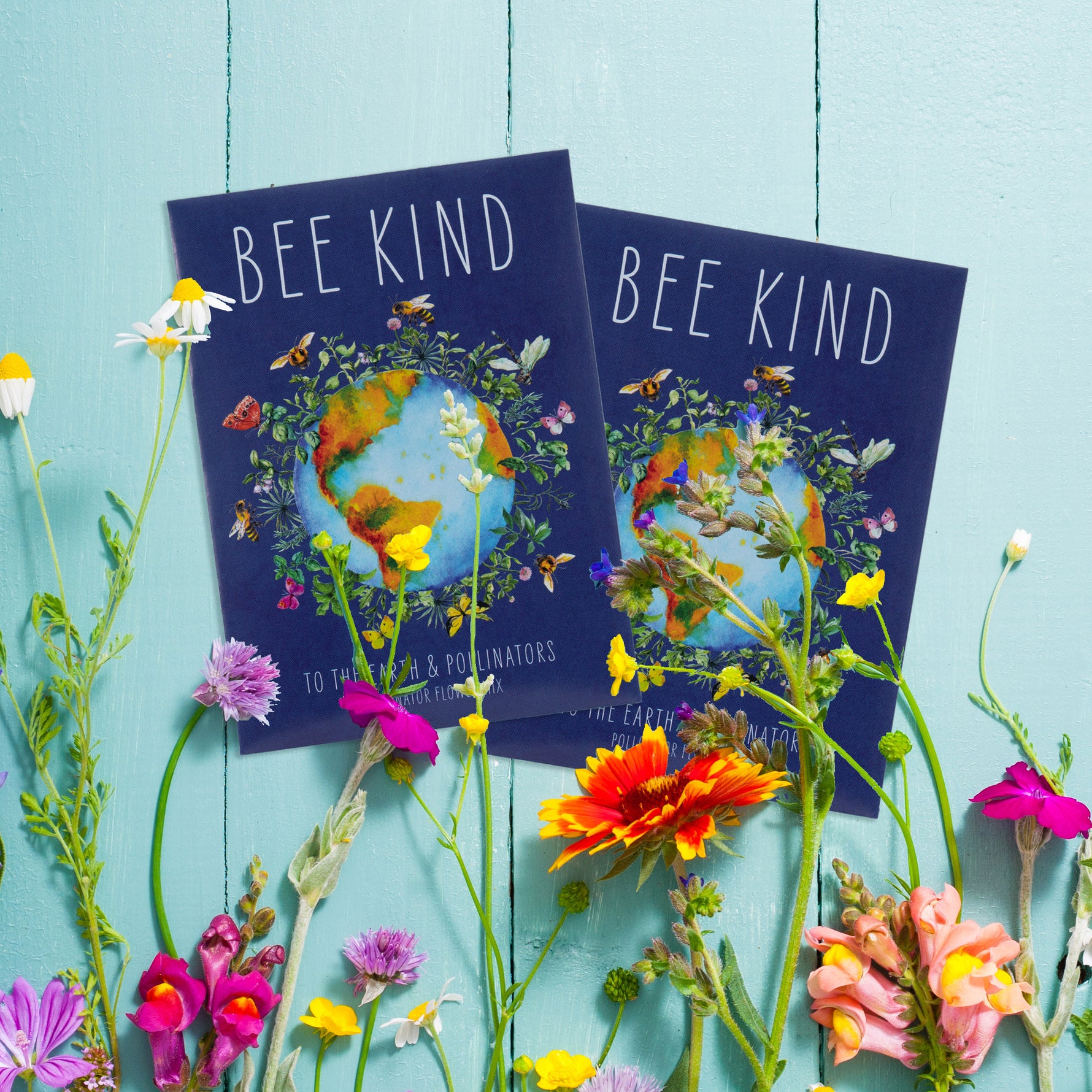 plant packages a book about seeds Blue Planet - Pollinator Flower Mix Seed Packets