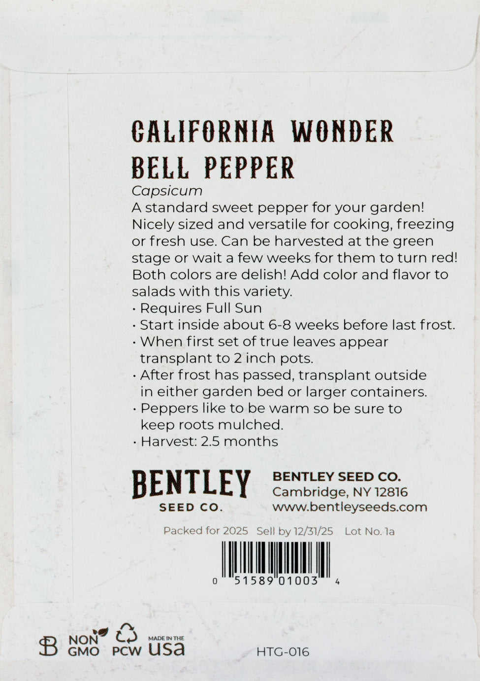 Pepper-California Wonder 1928 | Bentley Seeds