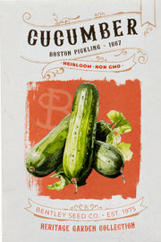 Front of heirloom Boston Pickling Cucumber seed packet.
