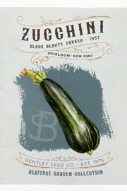 Front of heirloom zucchini seed packet.