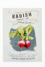 Front of heirloom Radish seed packet.