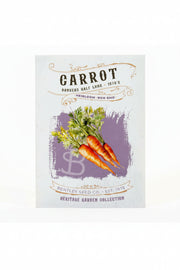 Front of heirloom Carrot seed packet.