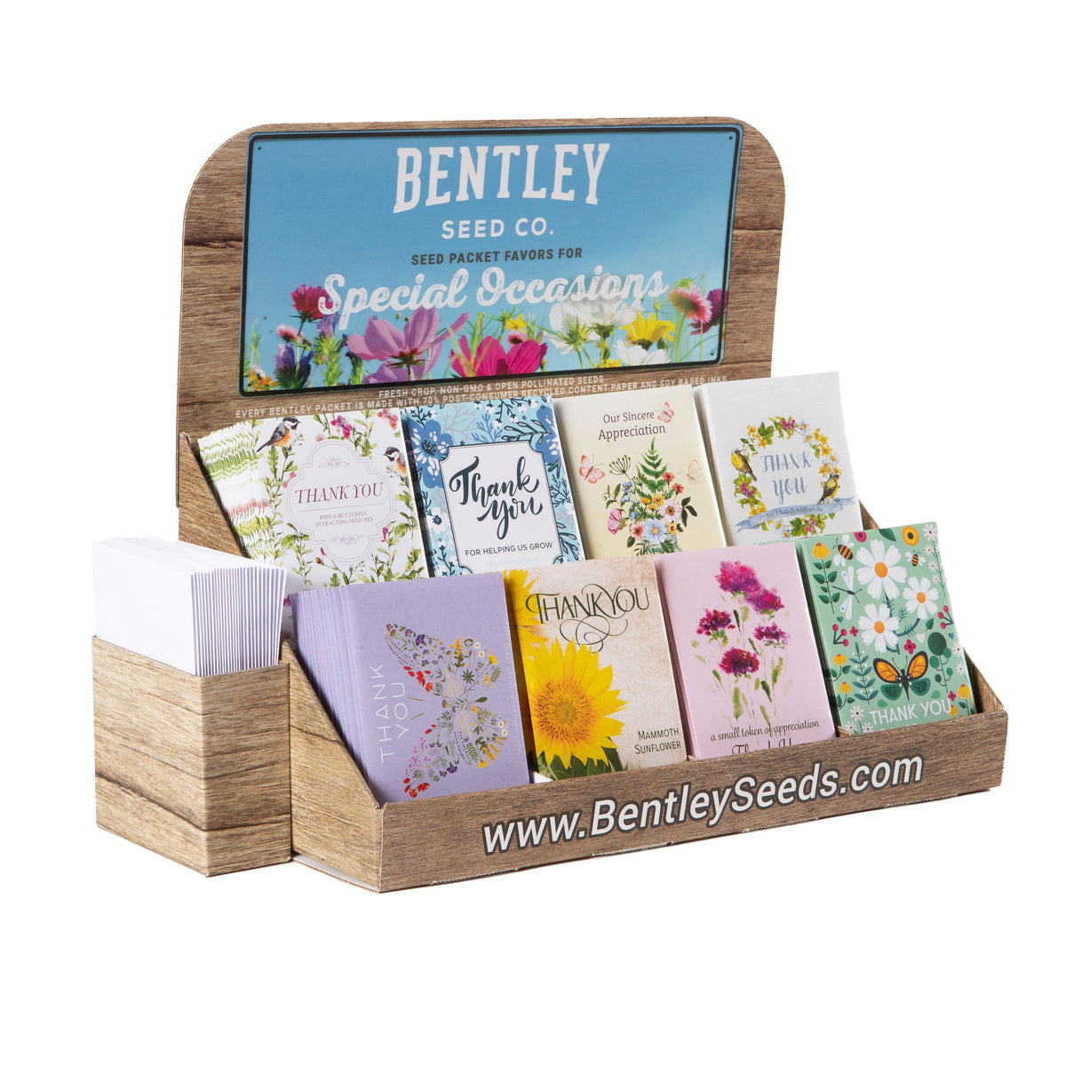 Envelope Holder for Bentley Retail POS Display with 75 White Seed Packet Envelopes seed packet