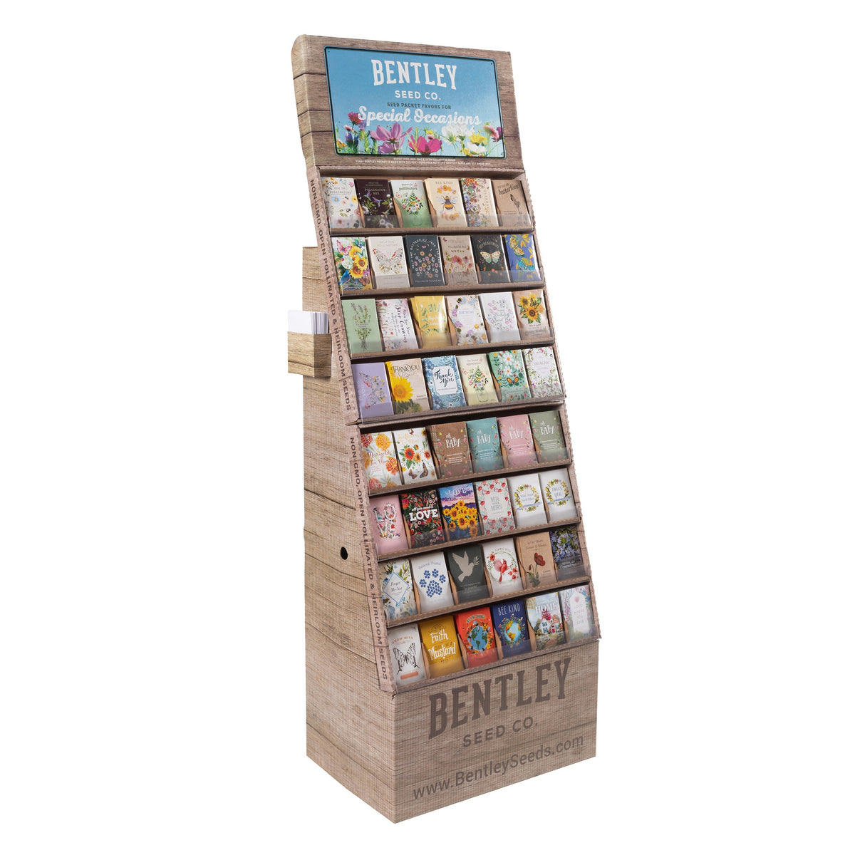 Envelope Holder for Bentley Retail POS Display with 75 White Seed Packet Envelopes seed packet
