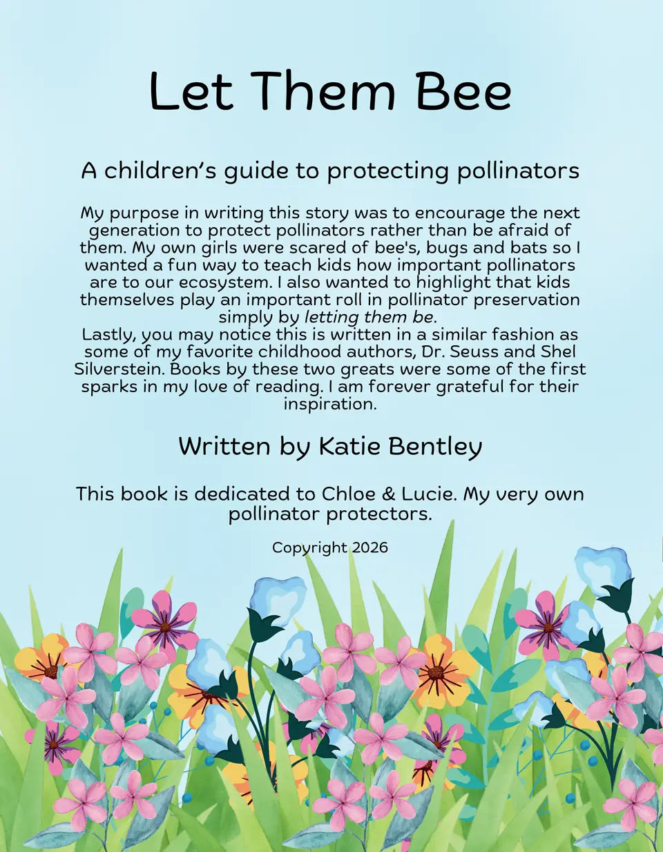 Let them bee book back cover featuring book description and floral design