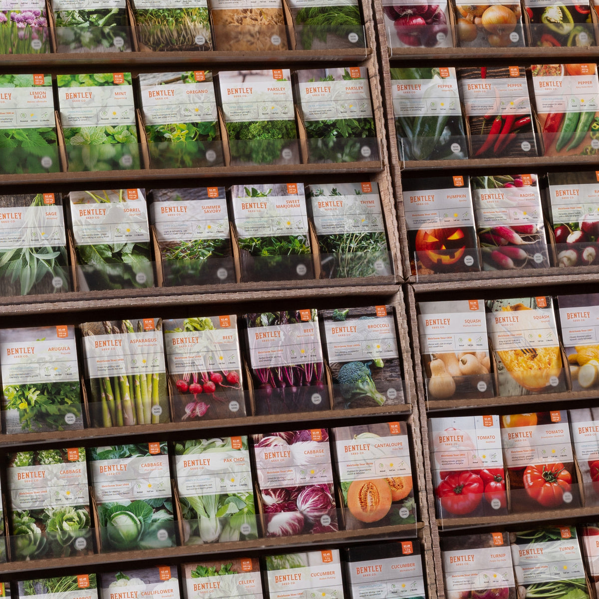 1000 Piece Vegetable and Herb Seed Packet Retail POS Corrugated Display seed packet