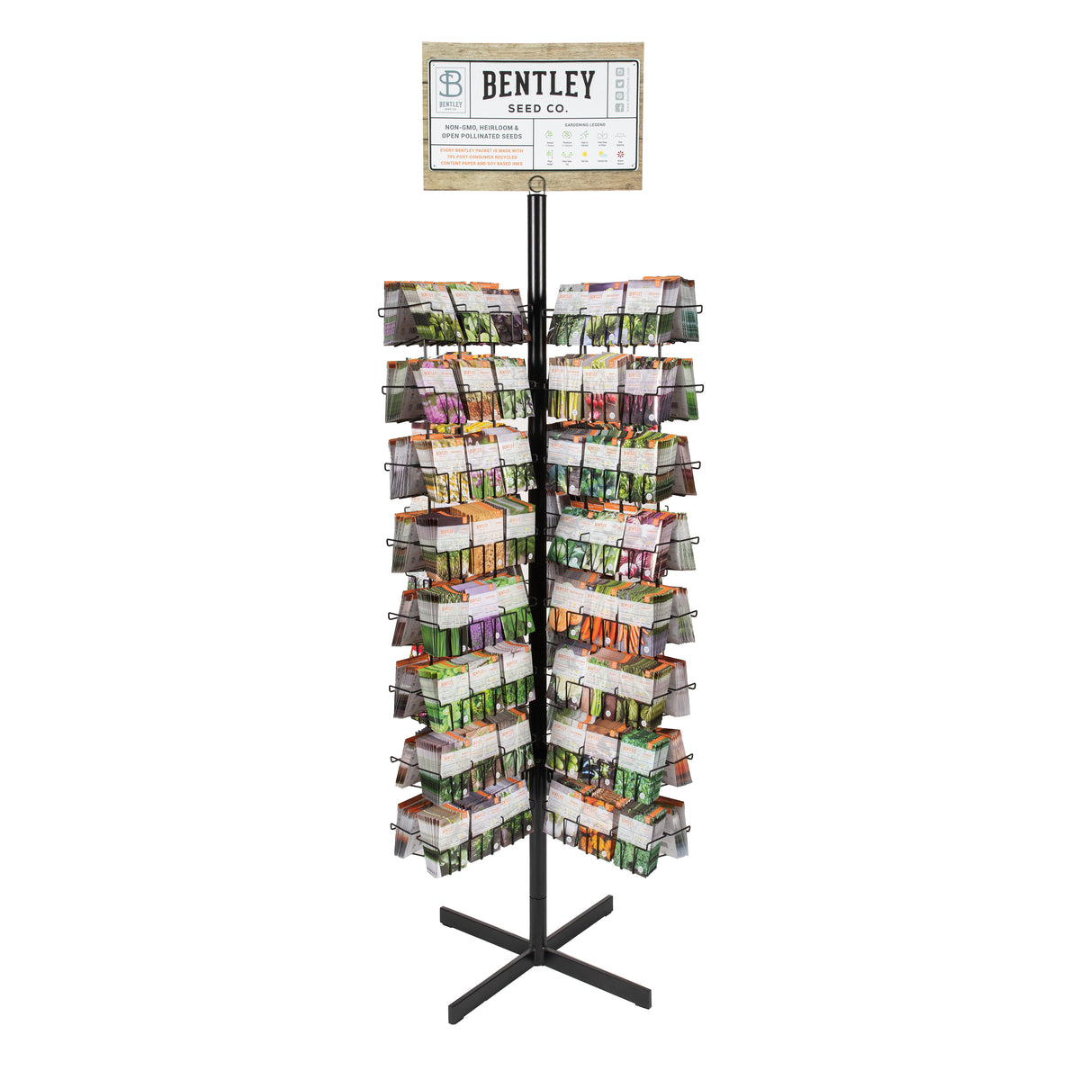 2000 Piece Assorted Southern Region Vegetable, Herb and Flower Seed Packet Retail POS Spinning Metal Display garden seeds