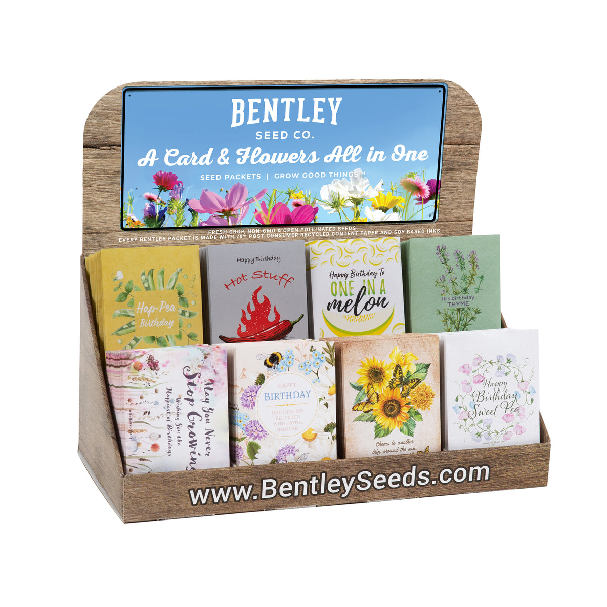 250 Piece Birthday Favor Seed Packet Retail POS Corrugated Display