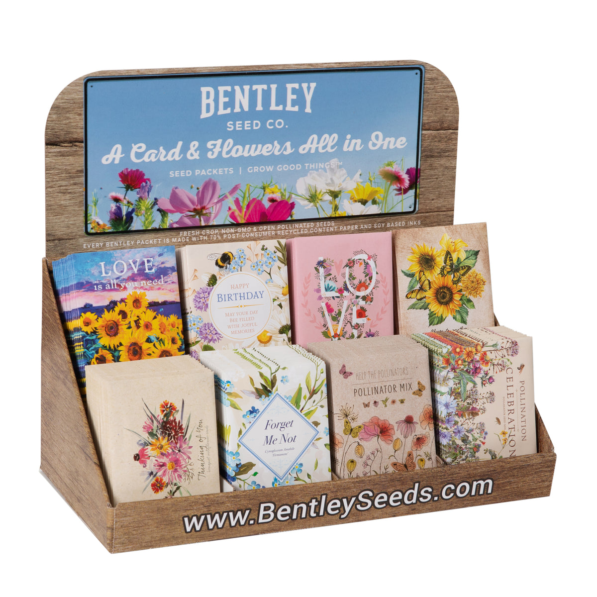 250 Piece Florist Favor Seed Packet Retail POS Corrugated Display - Bentley Seeds