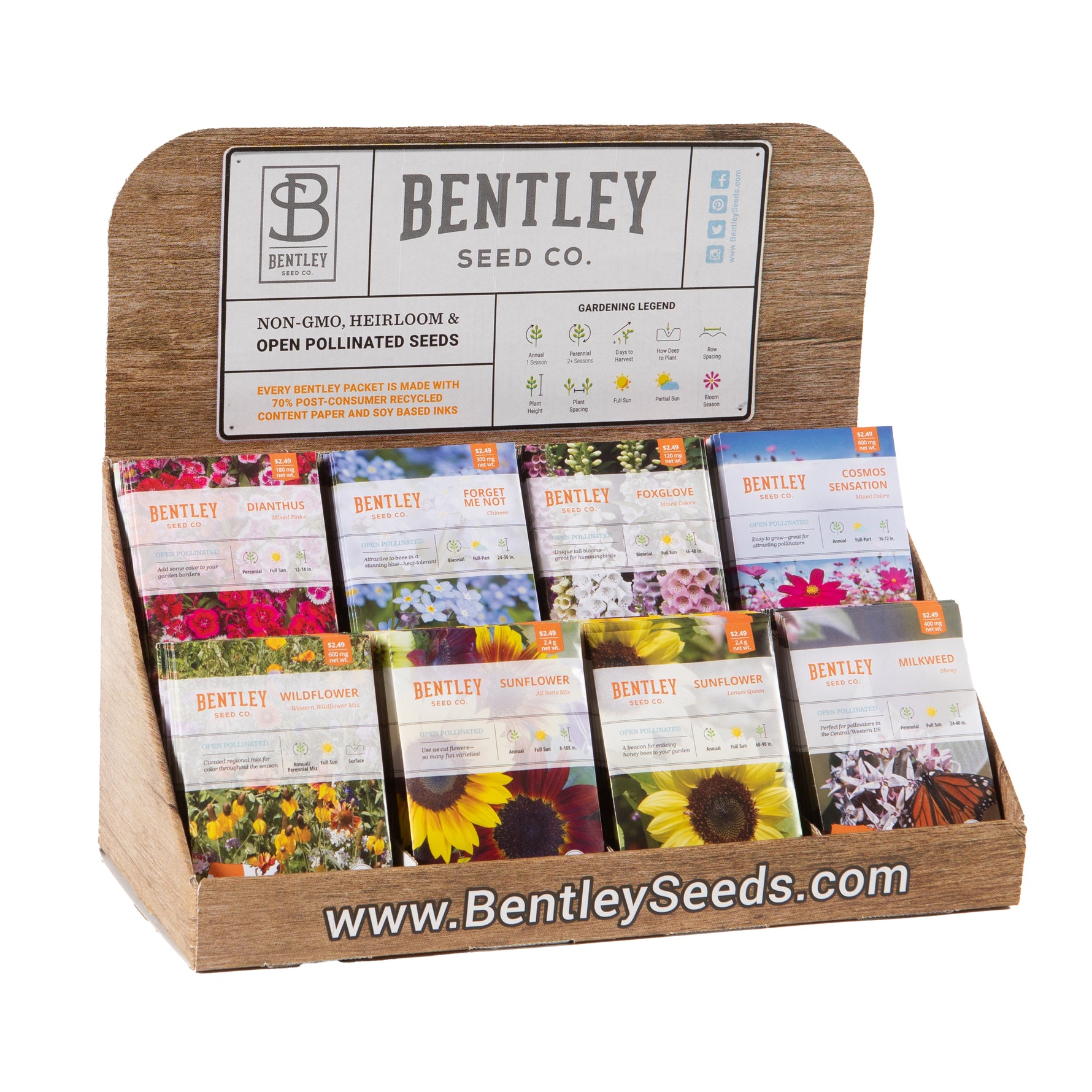 flower seed wholesale 250 Piece Western Region Flower Seed Packet Retail POS Corrugated