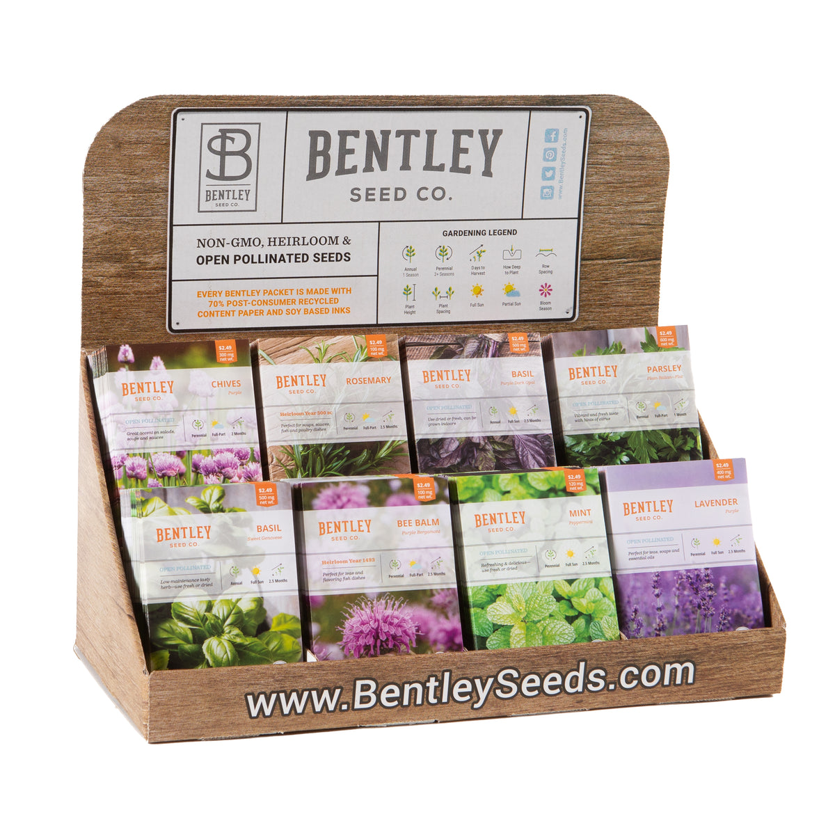 250 Piece Herb Seed Packet Retail POS Corrugated Display flower seeds