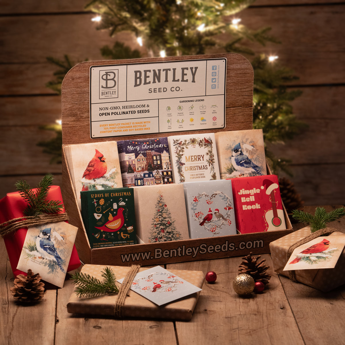 Merry Christmas Wreath of Birds Gift Tag garden seeds