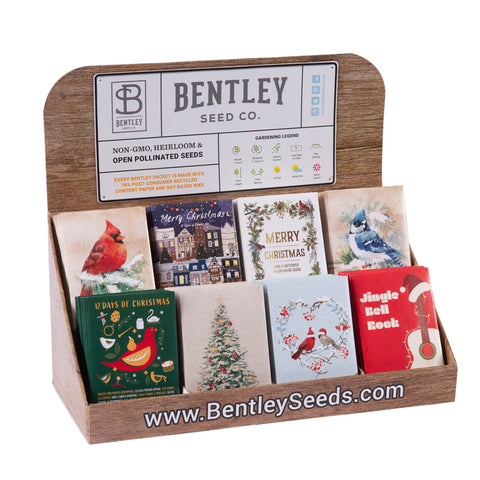 125 Piece Holiday Christmas Favor Seed Packet Retail POS Corrugated Display - Bentley Seed