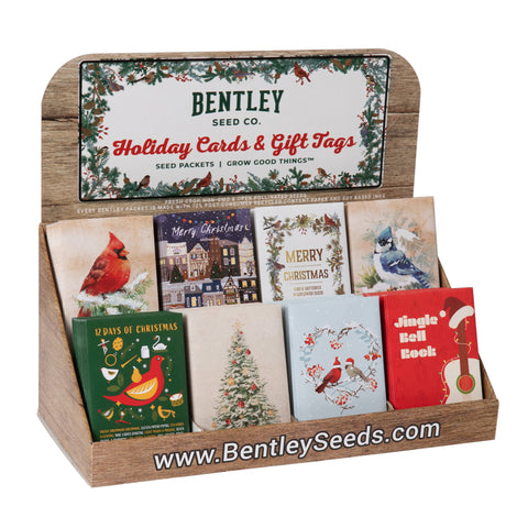 250 Piece Holiday Christmas Favor Seed Packet Retail POS Corrugated Display - Bentley Seeds - A Christmas Card & Flowers All in One