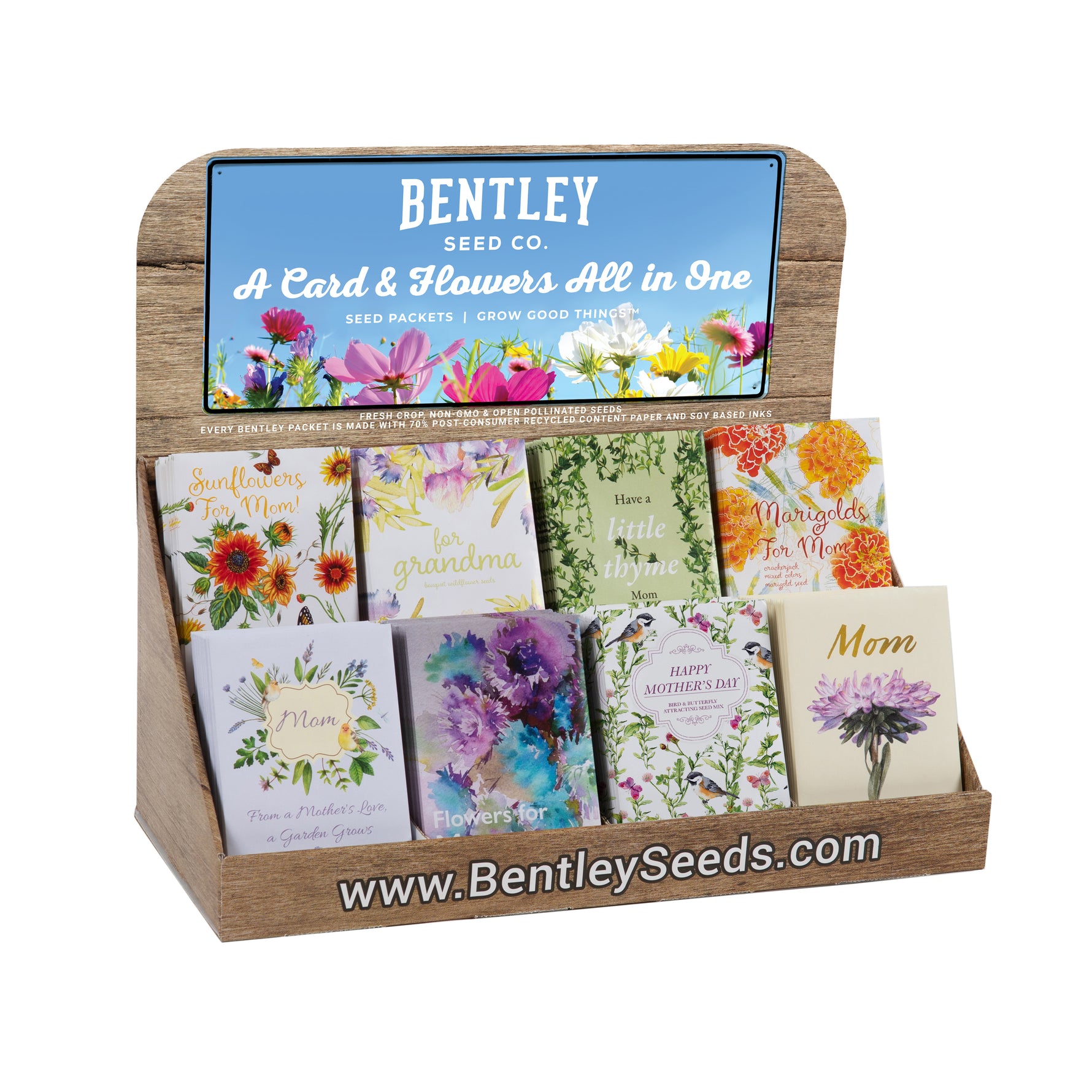 250 Mother's Day Special Occasion Seed Packet Countertop Display - Bentley Seeds - A Card and Flowers All in One