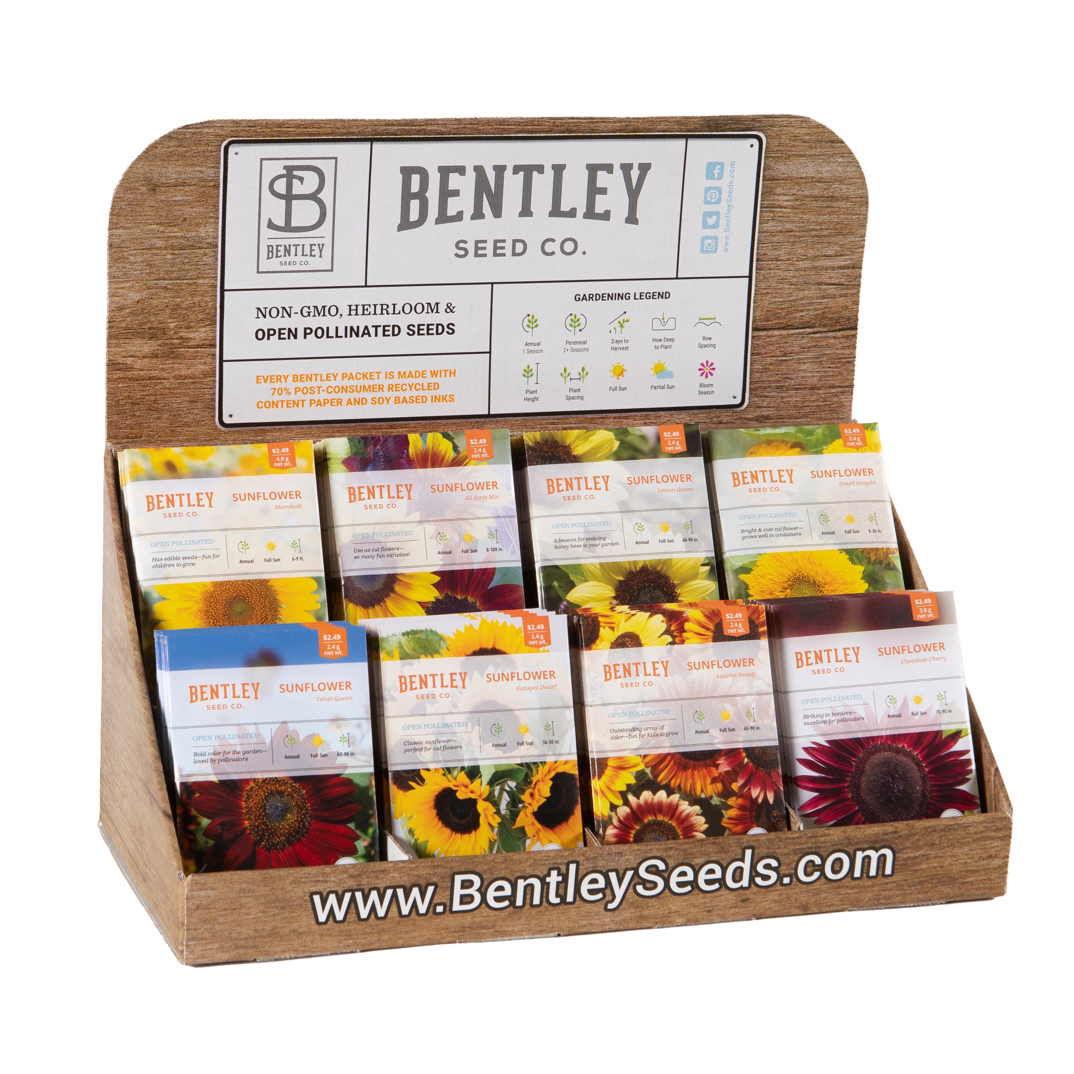 250 Piece Sunflower Seed Packet Retail POS Corrugated Display | Bentley ...