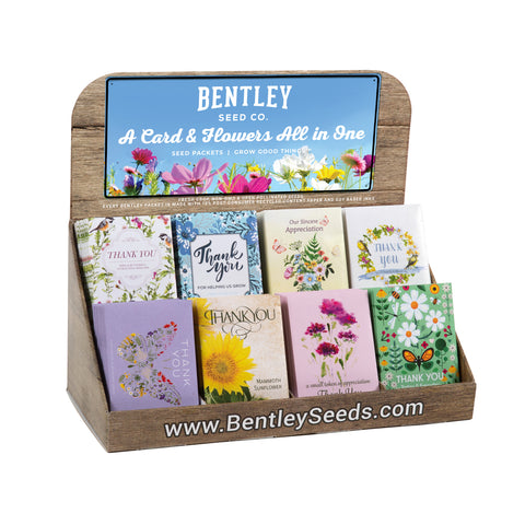 250 Piece Thank You Favor Seed Packet Retail POS Corrugated Display - Bentley Seed - A Card & Flowers All in One