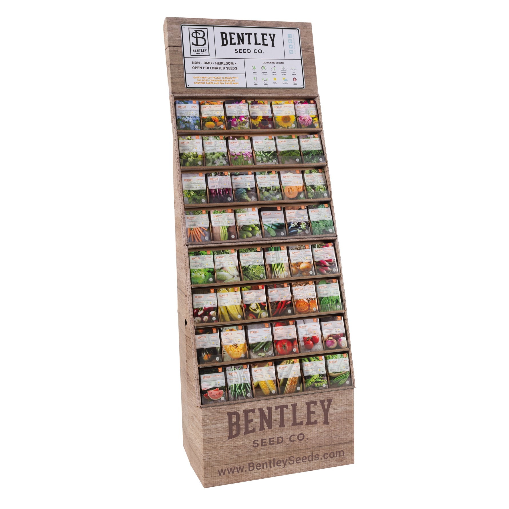 flower seed sales 500 Piece Assorted Vegetable, Herb, Flower Seed Packet Retail Corrugated Display