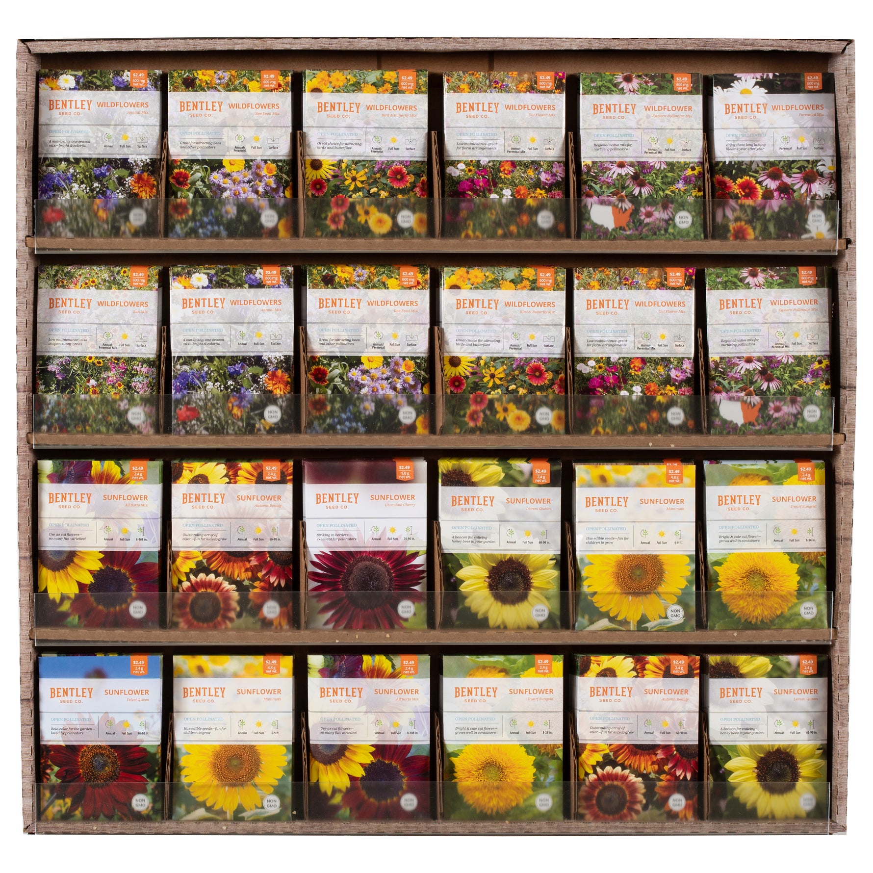 flower seeds in packets 500 Piece Eastern Region Flower Seed Packet Retail POS Corrugated Display
