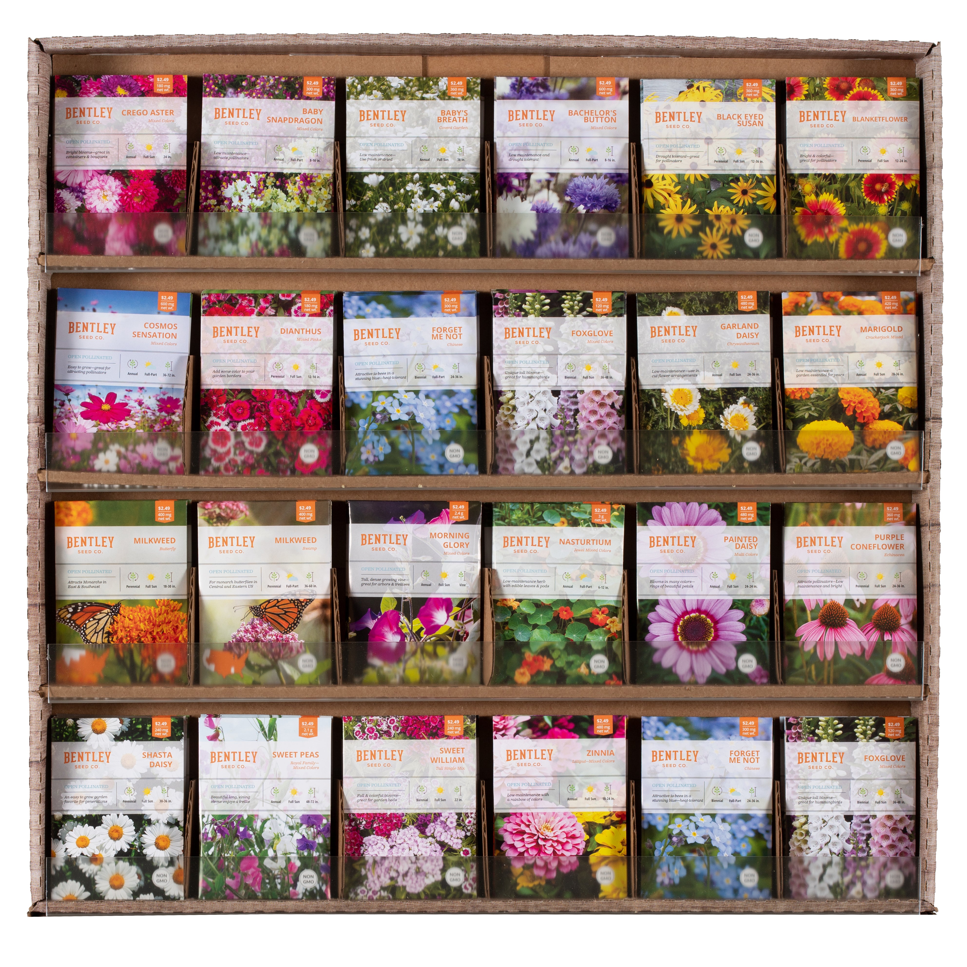 500 Piece Eastern Region Flower Seed Packet Retail POS