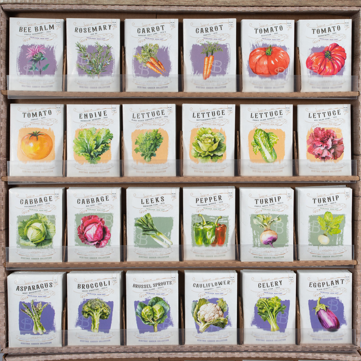 heritage garden seeds 500 Piece Heritage Heirloom Vegetable and Herb Seed Packet Retail POS Corrugated Display