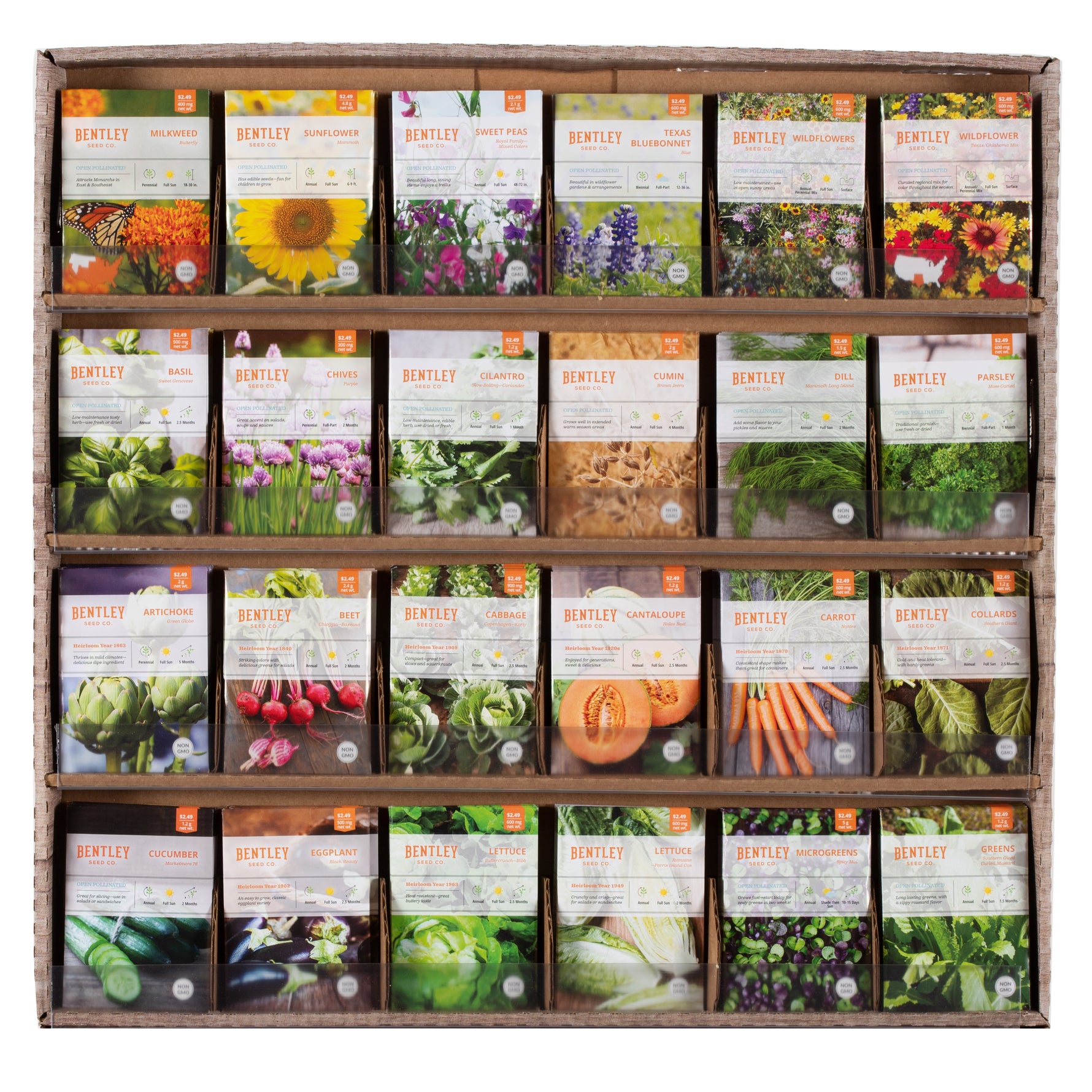 vegetable and flower seeds catalog 500 Piece Assorted Southern Region Vegetable, Herb and Flower Seed Packet Retail POS Corrugated Display