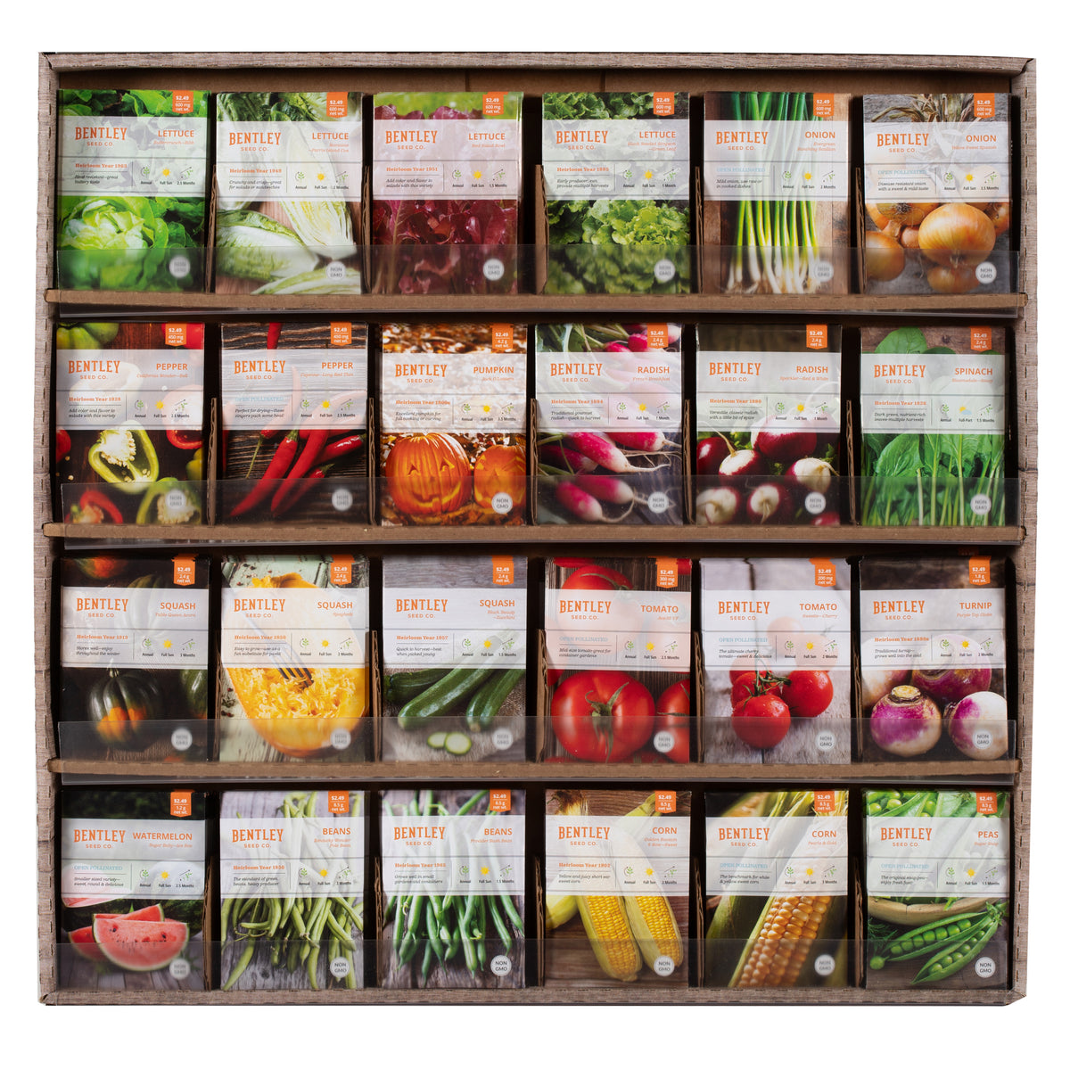 500 Piece Vegetable and Herb Seed Packet Retail POS Corrugated Display garden seeds