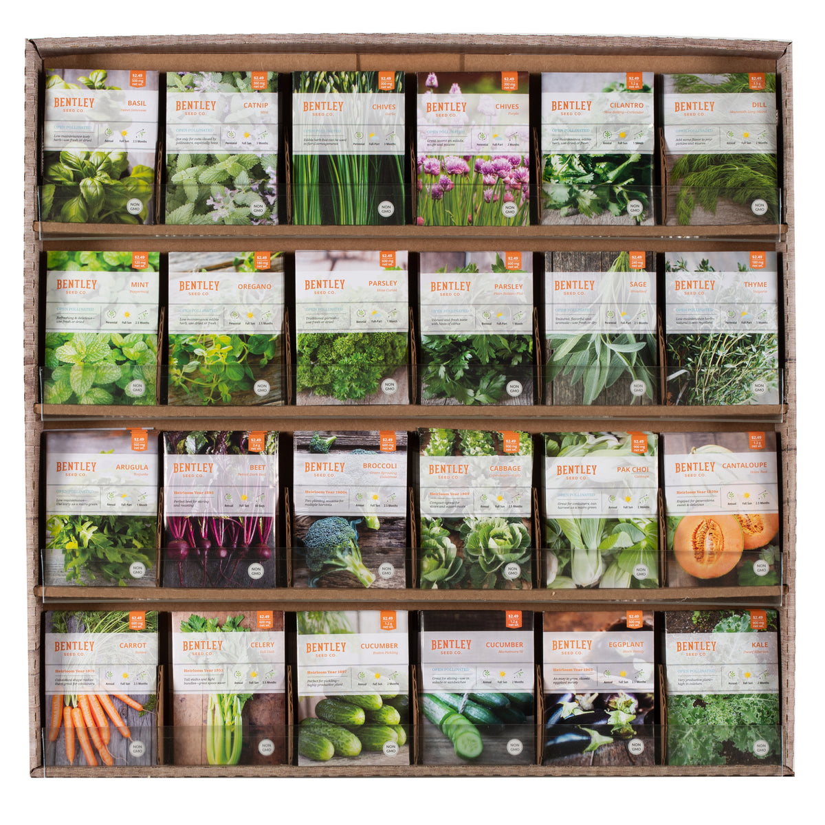 500 Piece Vegetable and Herb Seed Packet Retail POS Corrugated Display garden seeds