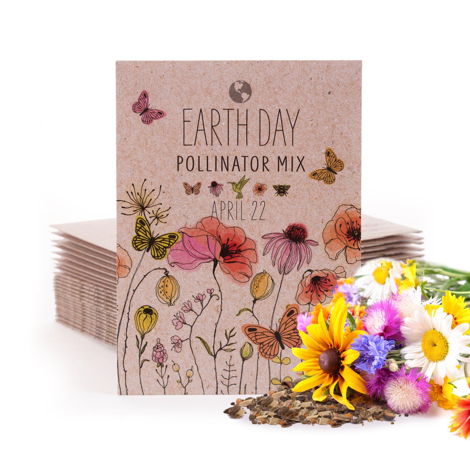 Earth Day Pollinator Mix Wildflower Seed In Butterfly