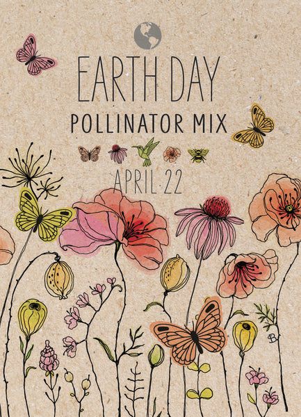Earth Day  "Pollinator Mix" Wildflower Seed in Butterfly Packet - Bentley Seed