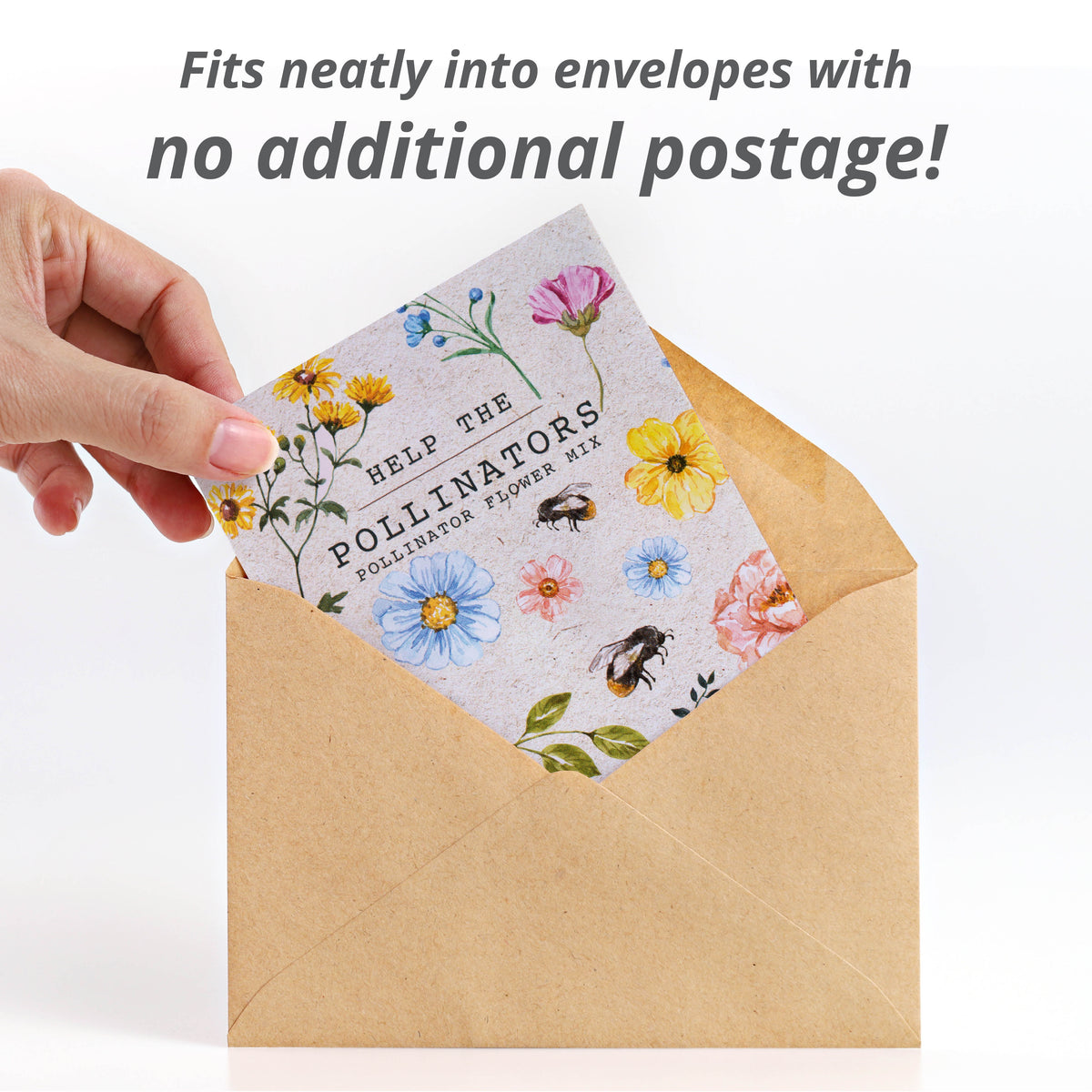 Help Pollinators Kraft Bee Flower Mix  Seed Packets - Bentley Seeds - Fits in an envelope