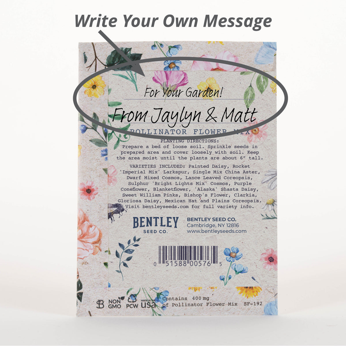 Help Pollinators Kraft Bee seed packet