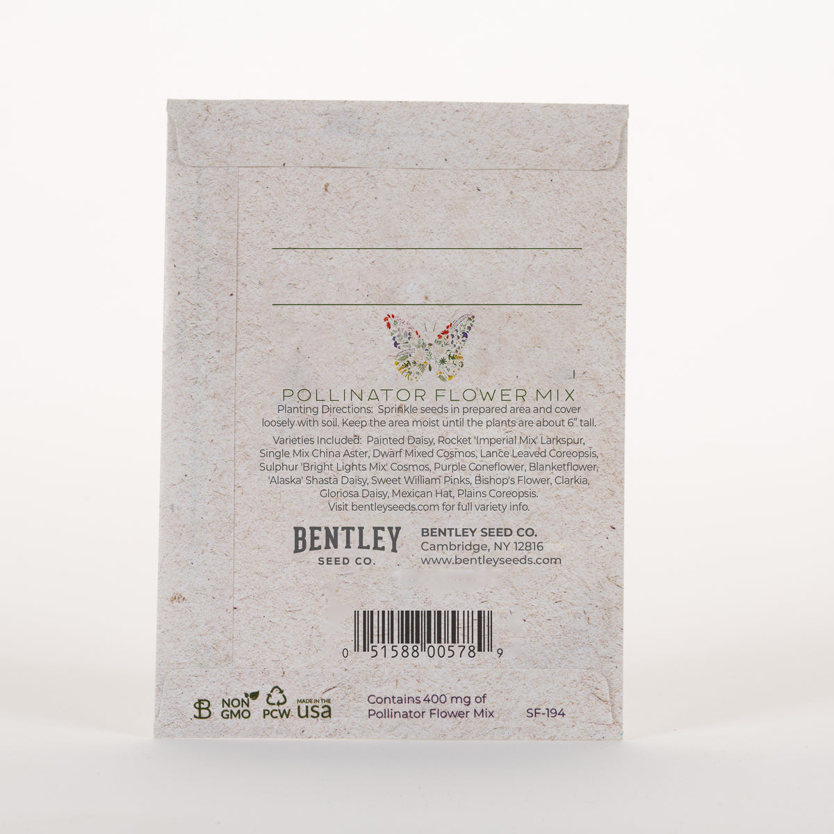 Help Pollinators Kraft Butterfly - Pollinator Flower Seed Mix Packets - Bentley Seeds