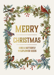 Merry Christmas Wreath of Birds Gift Tag garden seeds
