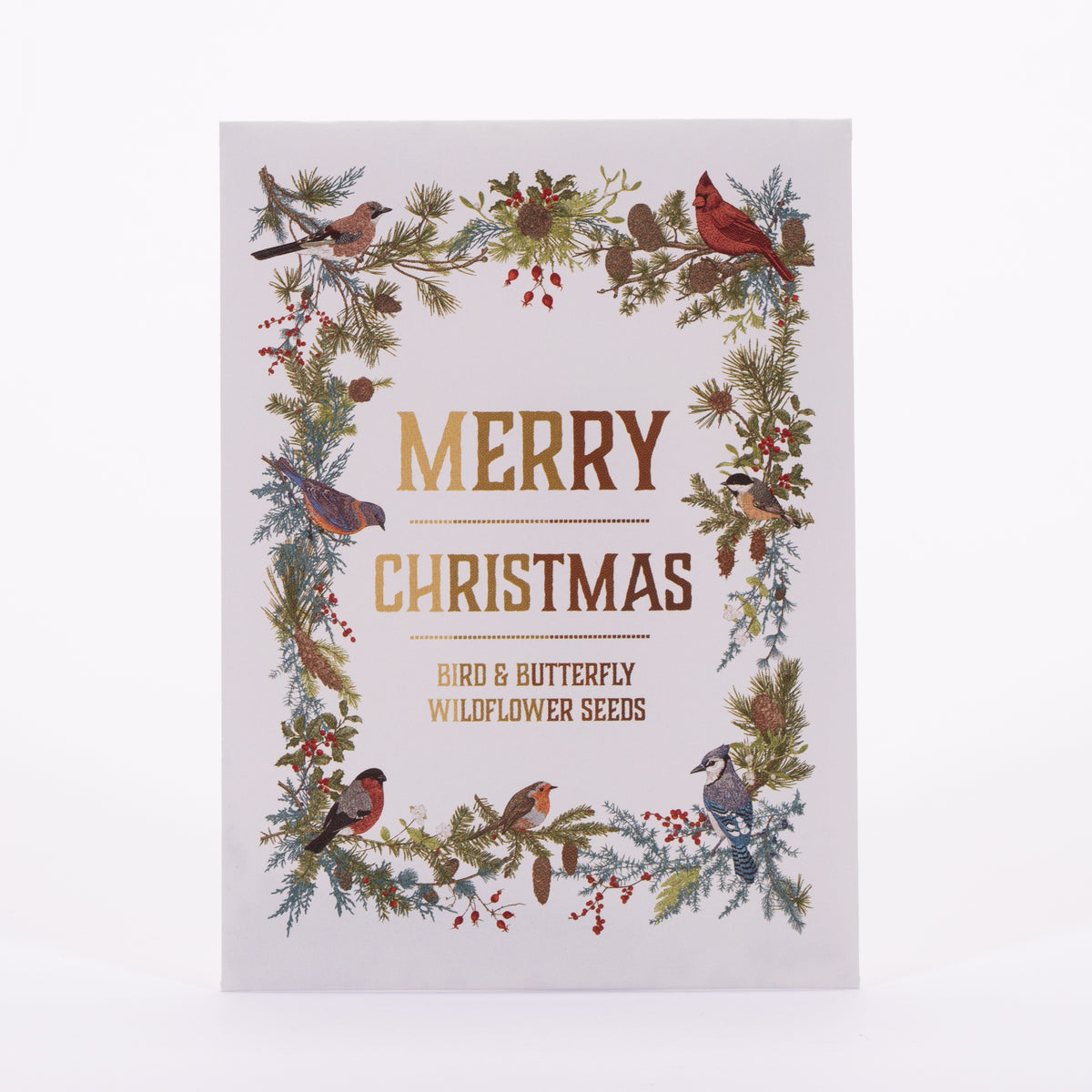 Merry Christmas Wreath of Birds Gift Tag garden seeds