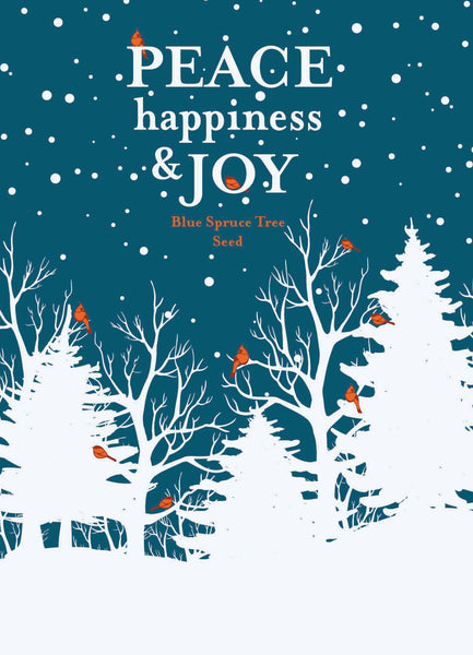 Peace, Happiness & Joy Card Gift Tag Card - Blue Spruce Tree Seed Packets