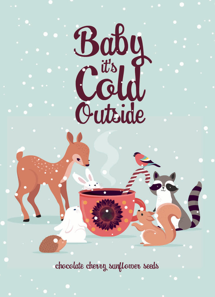 Baby It's Cold Outside Baby Animals Gift Tag - Chocolate Cherry Sunflower Seed Packets - Bentley Seeds