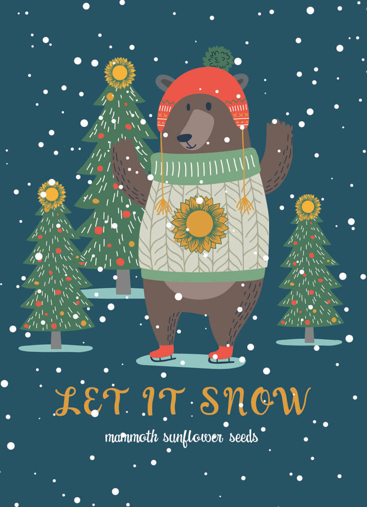 Let it Snow Brown Bear Gift Tag - Mammoth Sunflower Seed Packets - Bentley Seeds