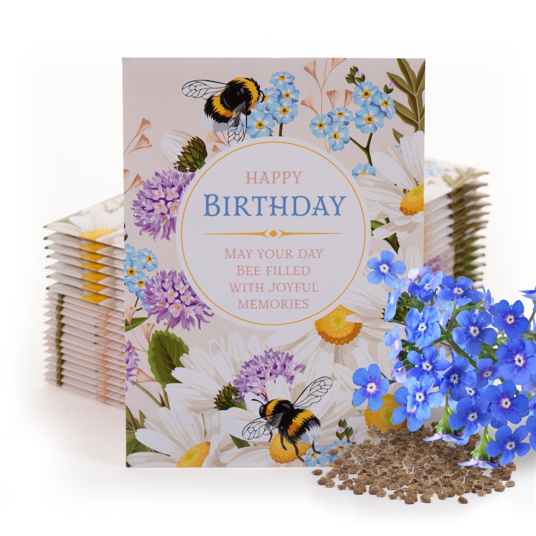 birthday card with flower seeds Happy Birthday - Bee