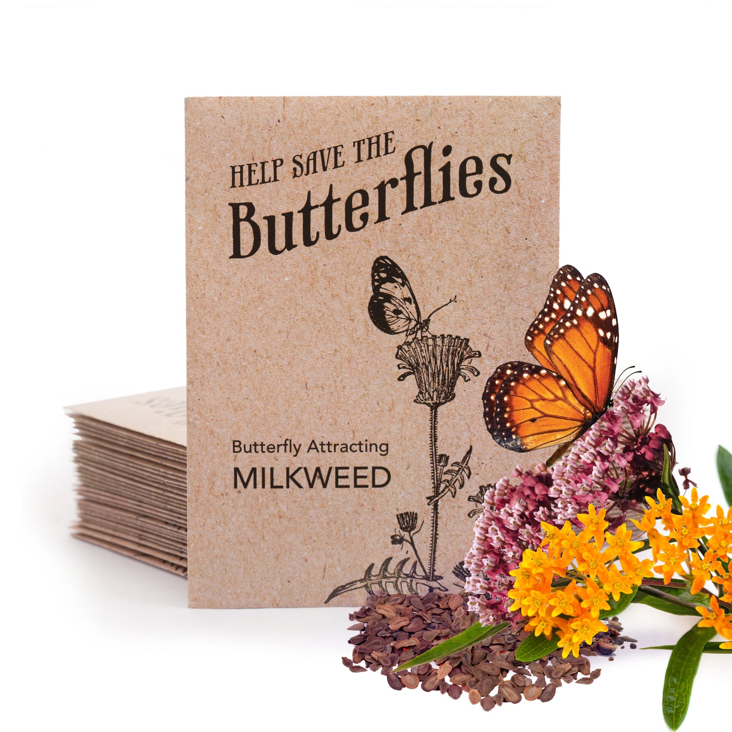 "Help Save the Butterflies" Milkweed Mix Seed Favor - Bentley Seeds