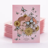 Pink Background Sunflower & Blue Butterfly - Sungold Sunflower Seed Packets
