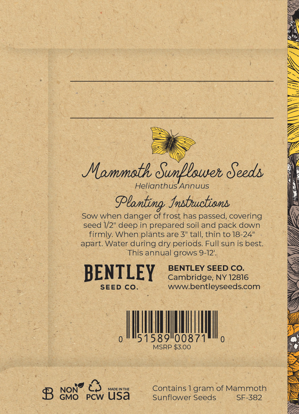 Congratulations Warm Mammoth Sunflower Seed Packets - Bentley Seeds