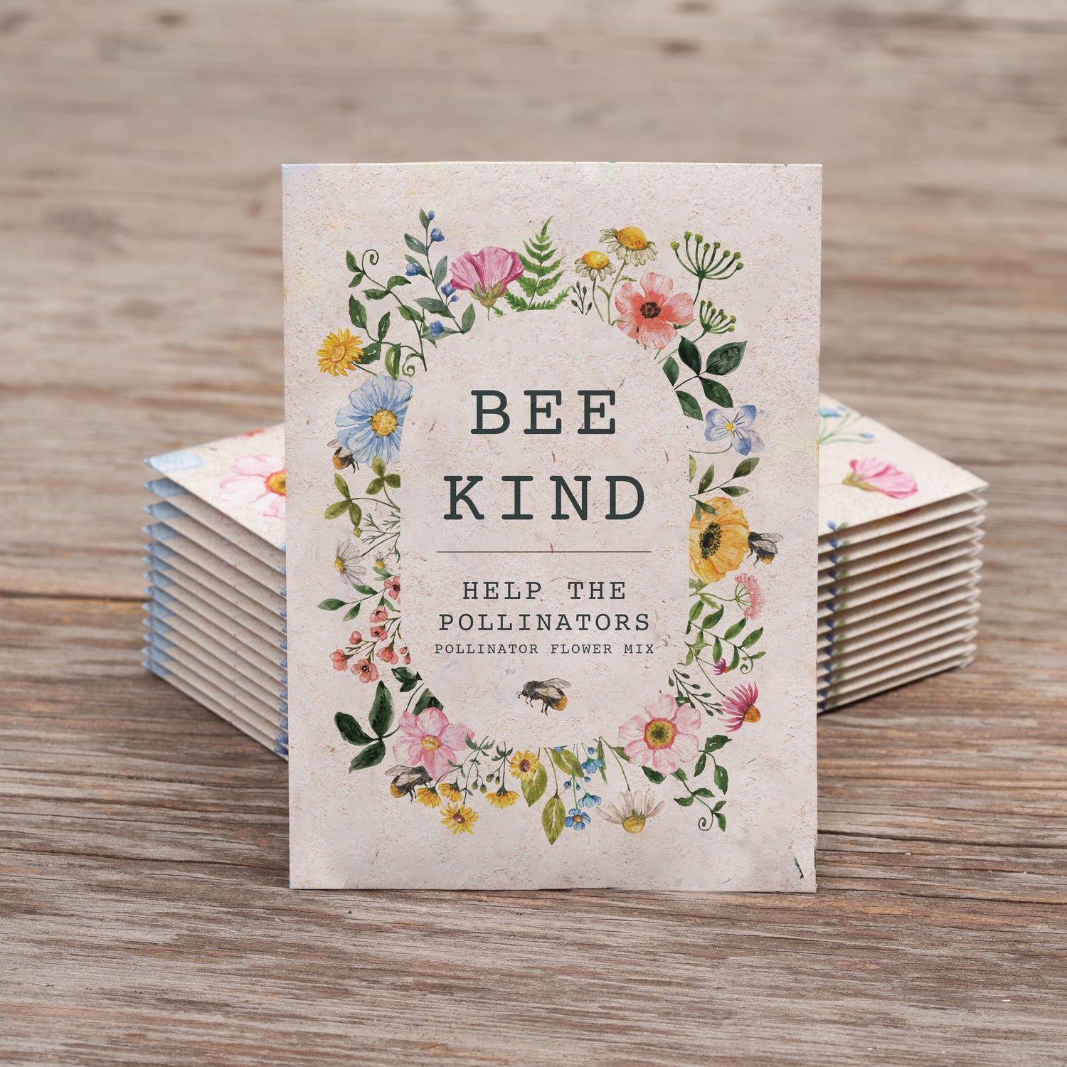 Bee Kind Help Pollinators Kraft Bee Flower Mix Seed Packets